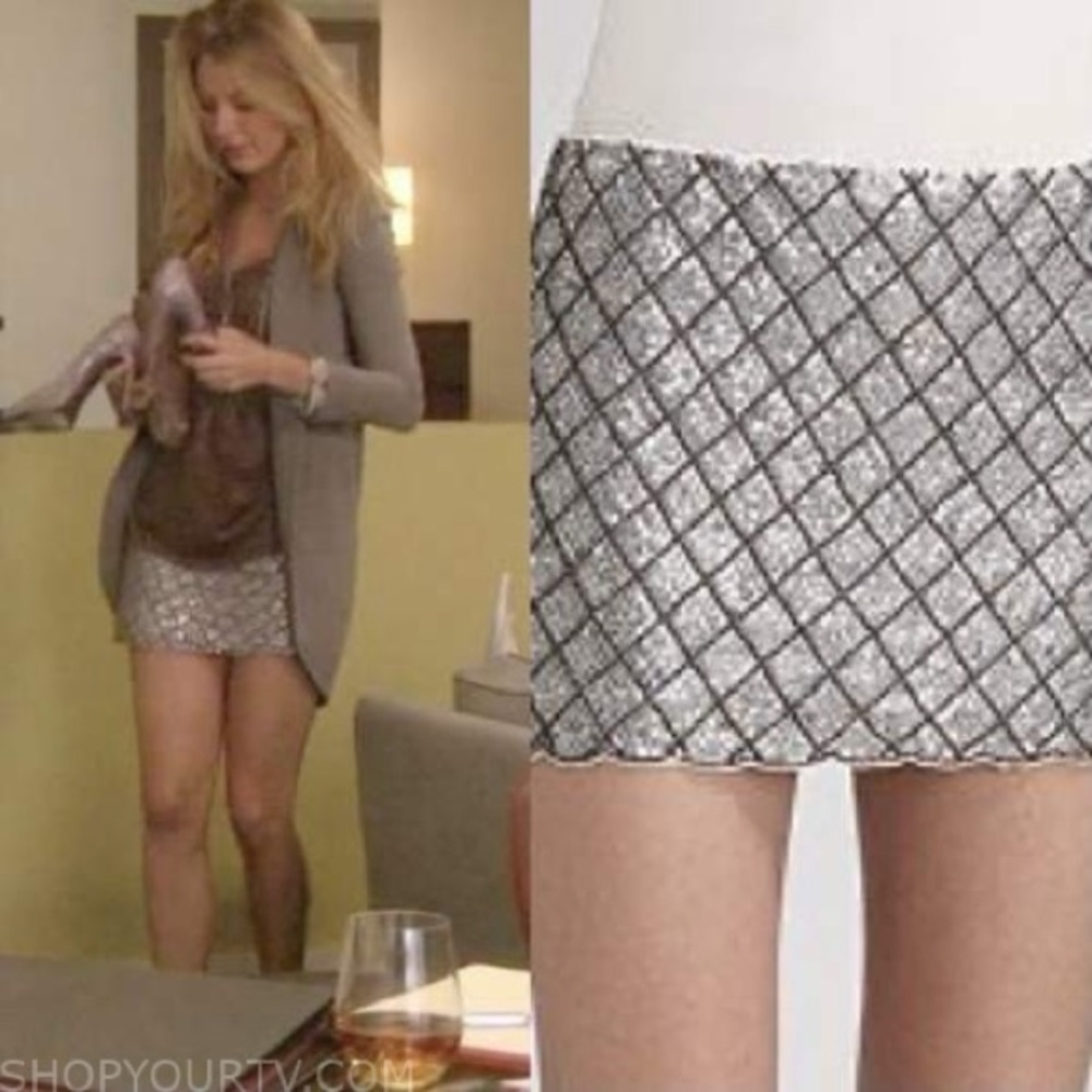 Gryphon Silver Diamond Pattern Mini Skirt